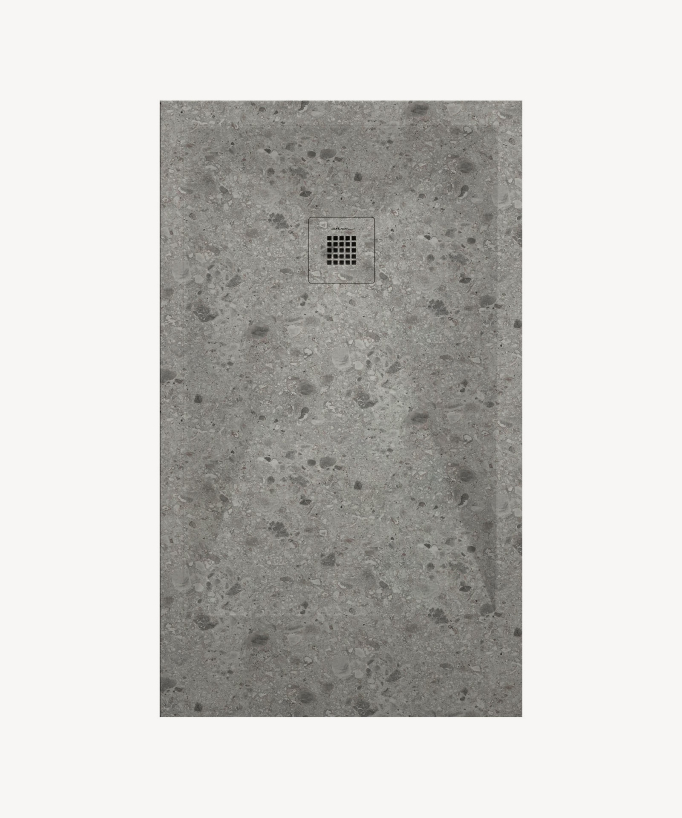 Piatto doccia Terrazzo Grigio, finitura Liscia Stone 3D, griglia colorata - small