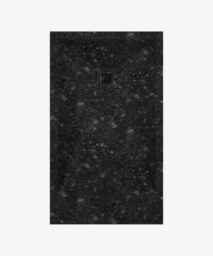 Piatto doccia Terrazzo Nero, finitura Liscia Stone 3D, griglia colorata - small