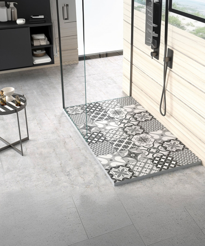 Piatto doccia BN Hydraulic, finitura Liscia Stone 3D, griglia colorata