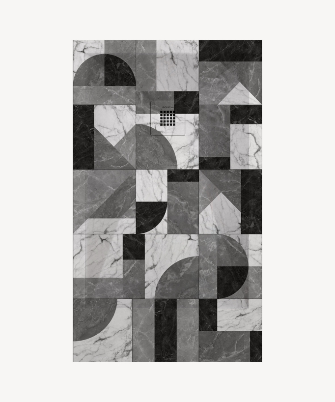 Piatto doccia 2 BN Mosaico, finitura Liscia Stone 3D, griglia colorata