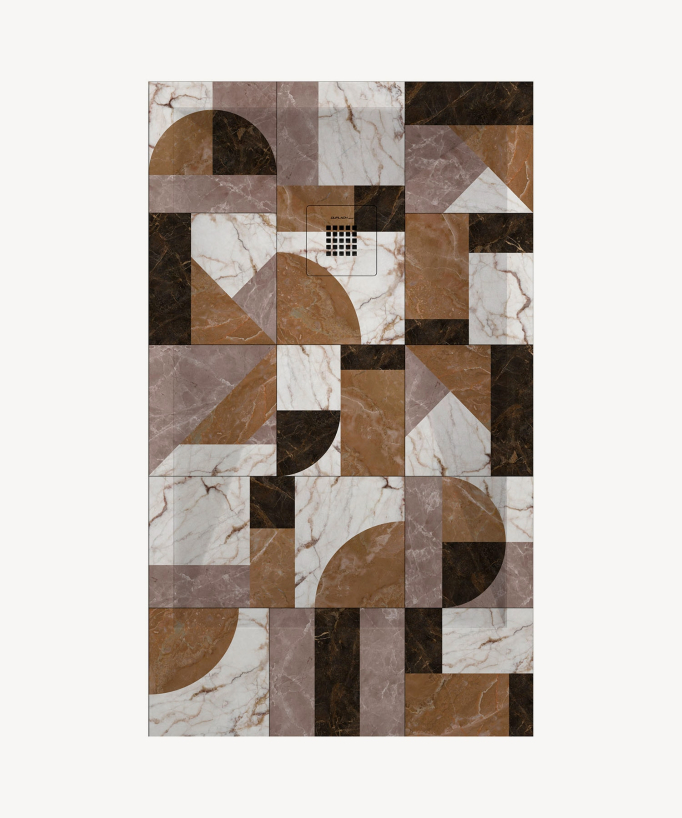 Piatto doccia 2 Colore Mosaico, finitura Liscia Stone 3D, griglia colorata - small