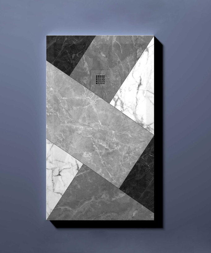 Piatto doccia 2 BN Mosaico, finitura Liscia Stone 3D, griglia colorata