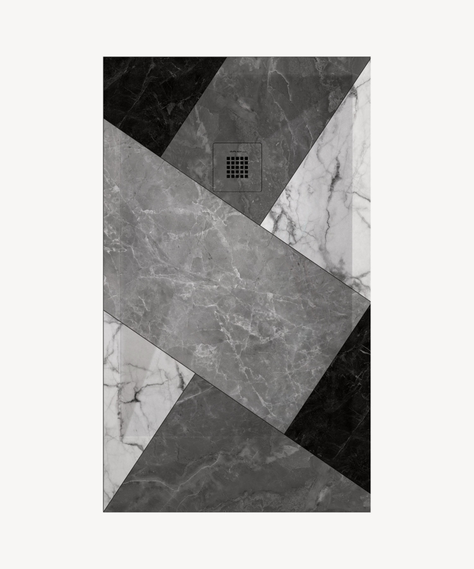 Piatto doccia 2 BN Mosaico, finitura Liscia Stone 3D, griglia colorata - small