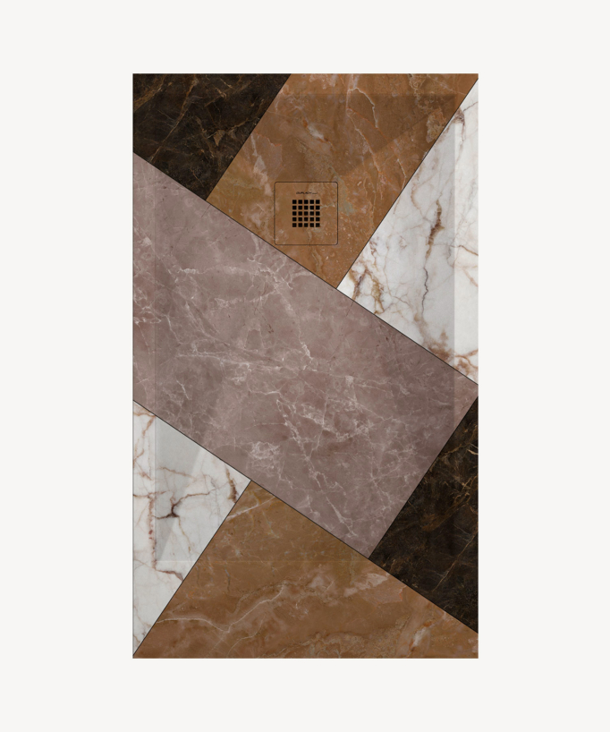 Piatto doccia 3 Colore Mosaico, finitura Liscia Stone 3D, griglia colorata - small