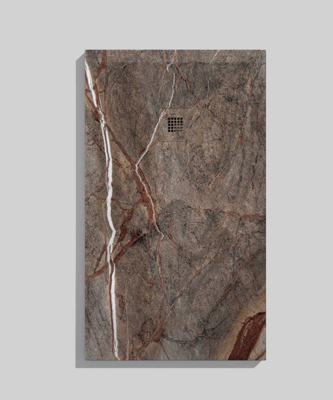Piatto doccia Foresta Tropicale Marrone, finitura Liscia Stone 3D, griglia colorata - small