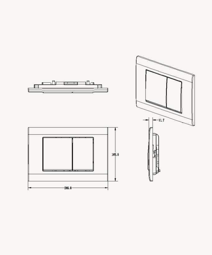 Plaque de commande avec double touche compatible avec Sigma Geberit