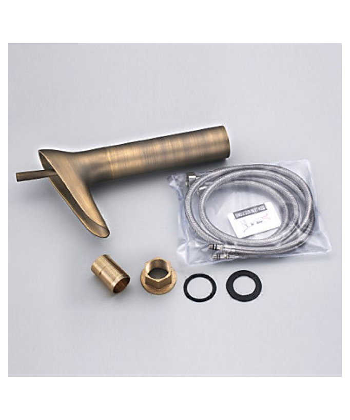 Miscelatore lavabo a cascata, stile vintage finitura bronzo