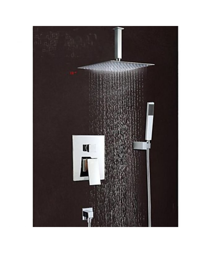 Rubinetto per doccia a parete con soffione e doccetta in acciaio inox da 12 pollici - small