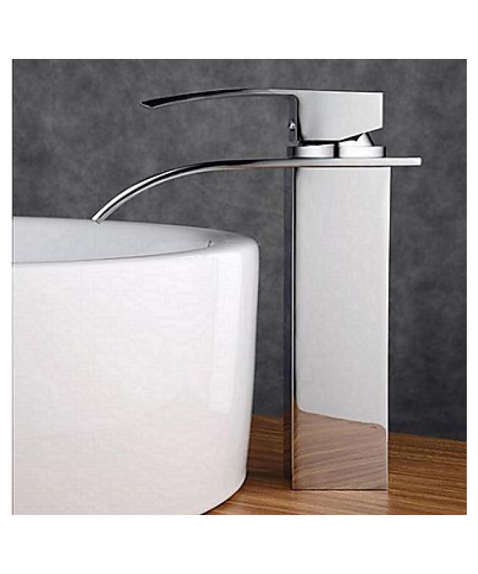 Robinet salle de bain robuste avec mitigeur, style contemporain et finition en métal chromé