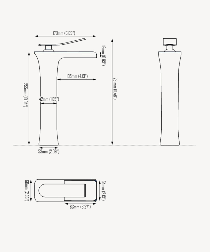 Robinet vasque jet cascade, style contemporain - Chromé