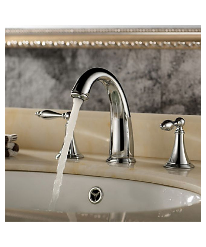 Rubinetto lavabo classico a due maniglie, cromato - small