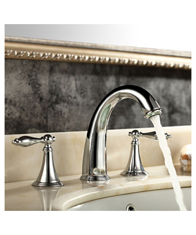 Rubinetto lavabo classico a due maniglie, cromato
