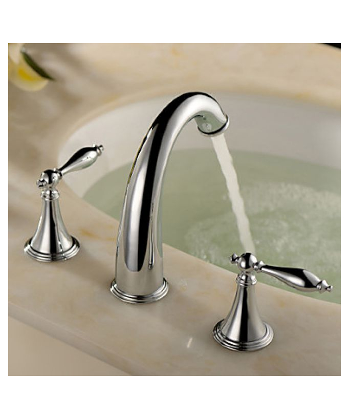 Rubinetto lavabo classico a due maniglie, cromato