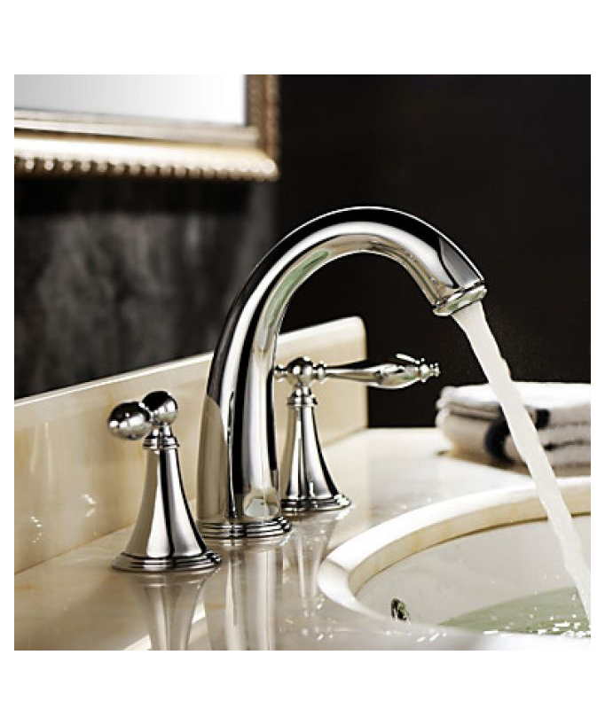 Rubinetto lavabo classico a due maniglie, cromato
