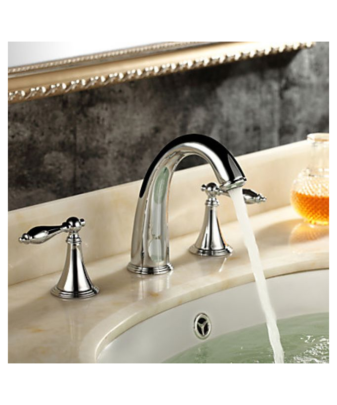 Rubinetto lavabo classico a due maniglie, cromato