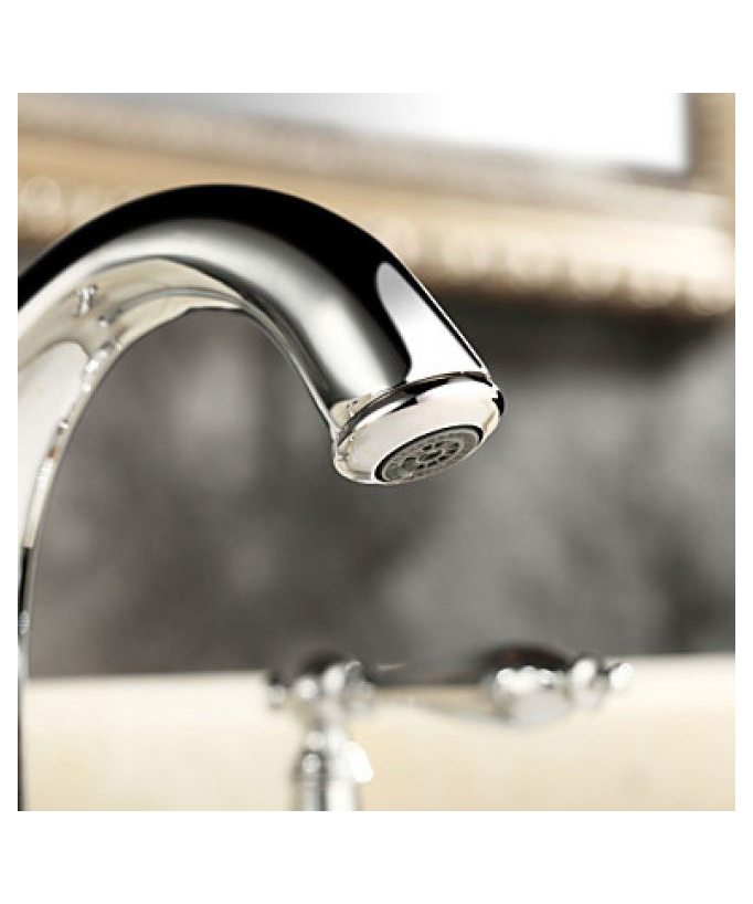 Rubinetto lavabo classico a due maniglie, cromato