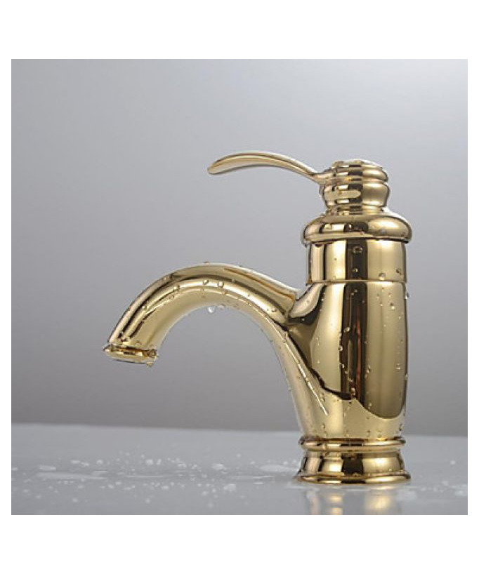 Rubinetto lavabo monocomando, colore oro finitura ottone
