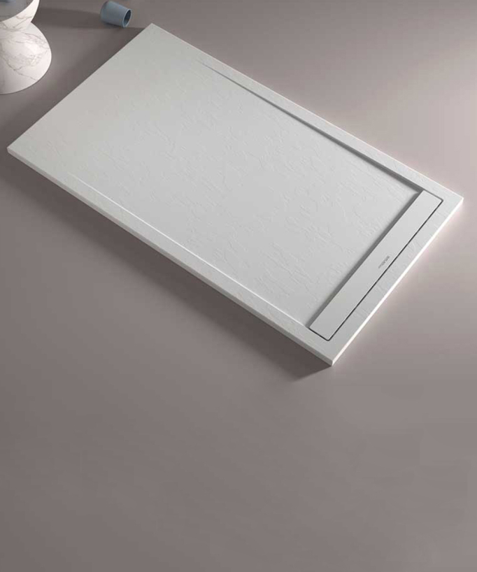 Piatto doccia Bianco, finitura Ardesia Stone SMART, griglia colorata