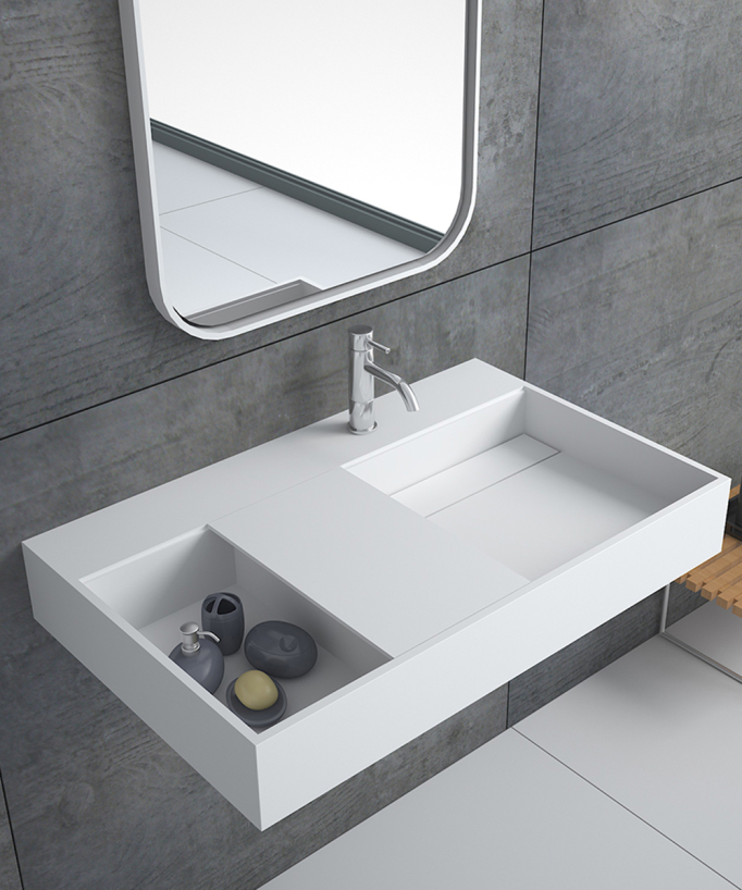 Lavabo rettangolare sospeso Bianco opaco - Tshopo