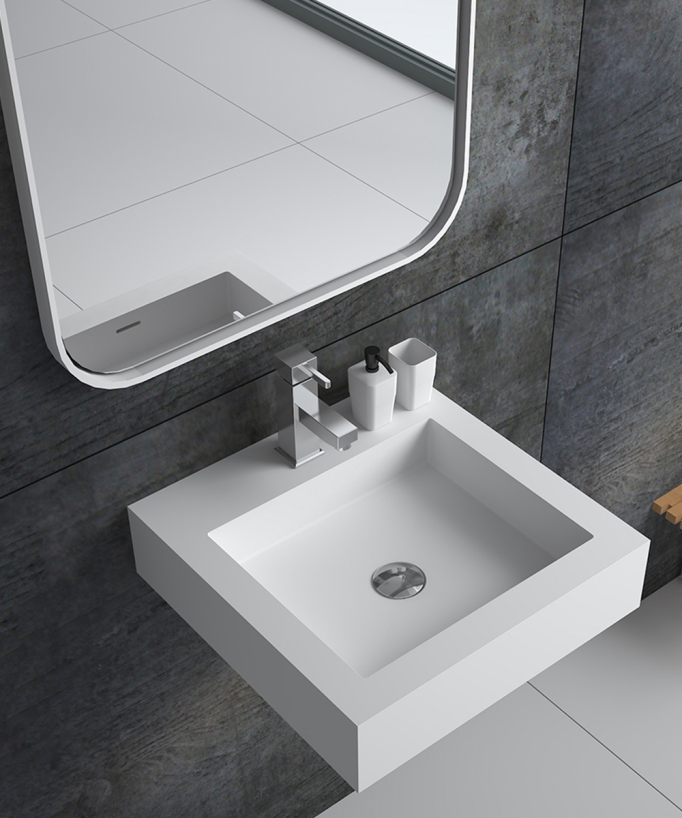 Lavabo sospeso quadrato Bianco opaco - Inongo