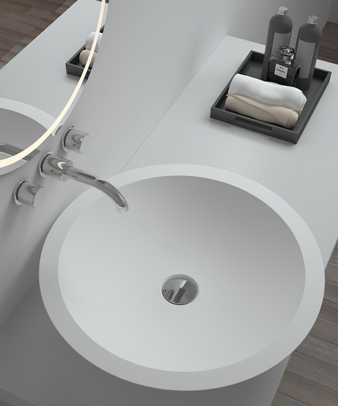 Lavabo a colonna rotondo Blanc mat - Mossendjo