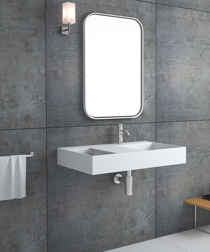 Lavabo rettangolare sospeso Bianco opaco - Tshopo