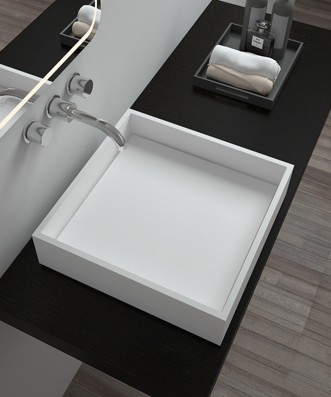 Lavabo a colonna quadrato Blanc mat - Boma