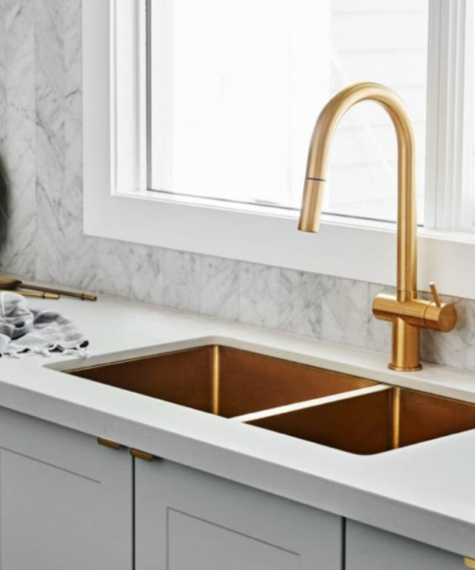 Lavello doppio 760 mm - ottone spazzolato - Jaboty