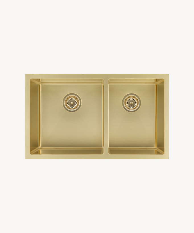 Lavello doppio 760 mm - ottone spazzolato - Jaboty