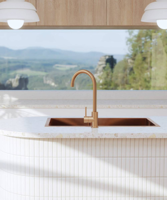 Lavello doppio da cucina 760 mm - rame spazzolato - Jaboty