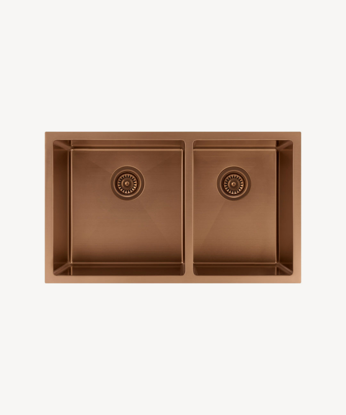 Lavello doppio da cucina 760 mm - rame spazzolato - Jaboty