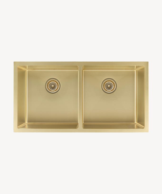 Lavello doppio 855 mm - ottone spazzolato - Tilia