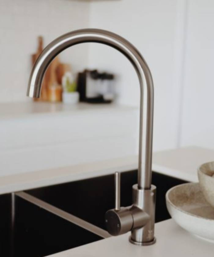 Lavello doppio da cucina 855 mm - gun métal brossé - Tilia