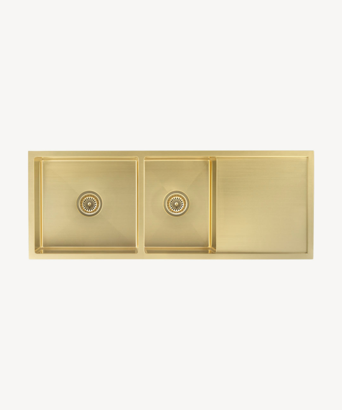 Lavello doppio 1180 mm - ottone spazzolato - Filao
