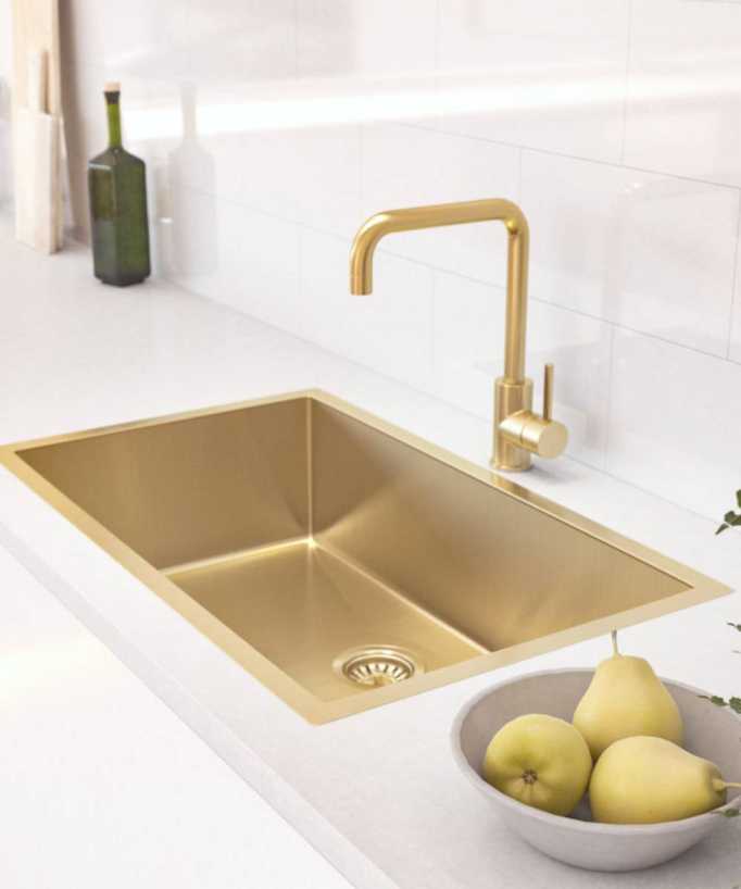 Lavello singolo 750 mm - ottone spazzolato - Hiba