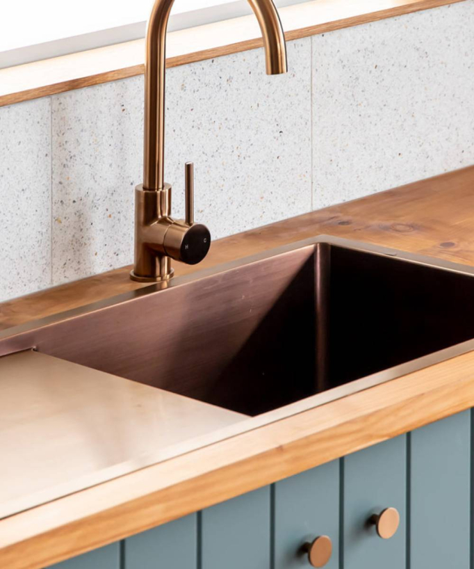 Lavello singolo da cucina 880 mm - rame spazzolato - Limba