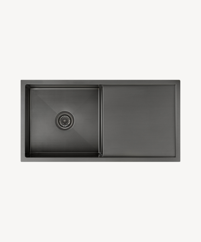 Lavello singolo da cucina 880 mm - gun métal brossé - Limba