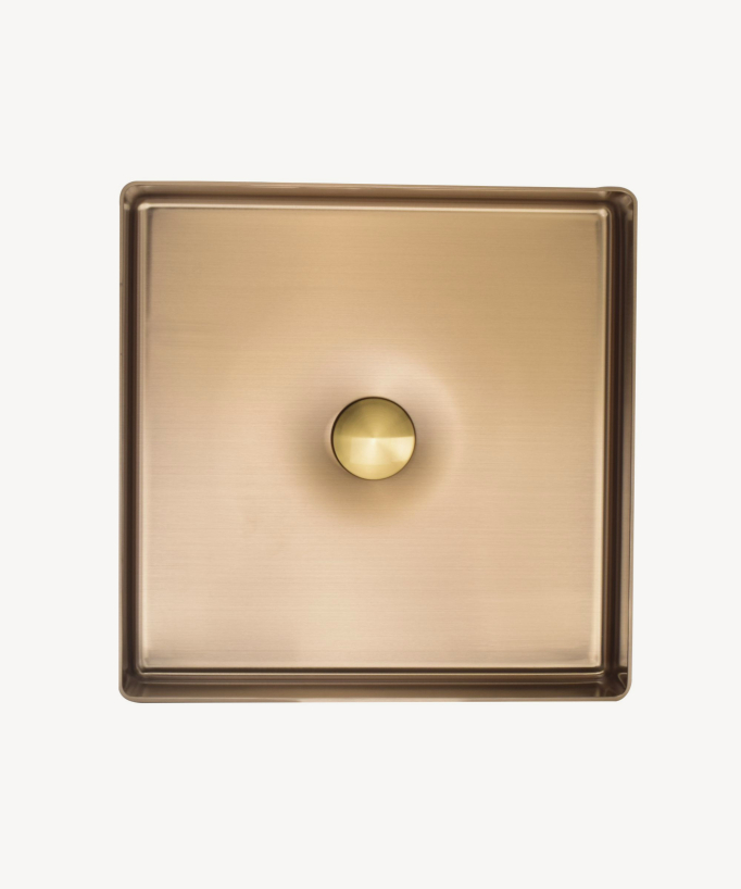 Vasque à poser carré en inox, doré brossé, 40x40 cm