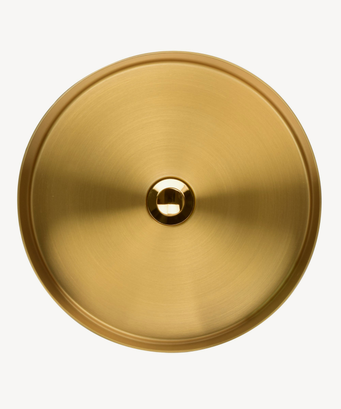 Vasque salle de bain ronde, à poser, en inox et finition doré brossé PVD