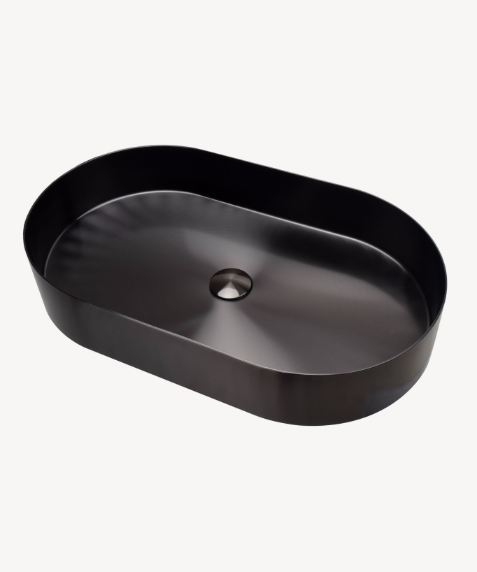 vasque noir ovale à poser en inox