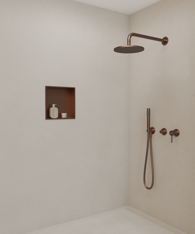 Niche salle de bain encastrable  - Or rose brossé