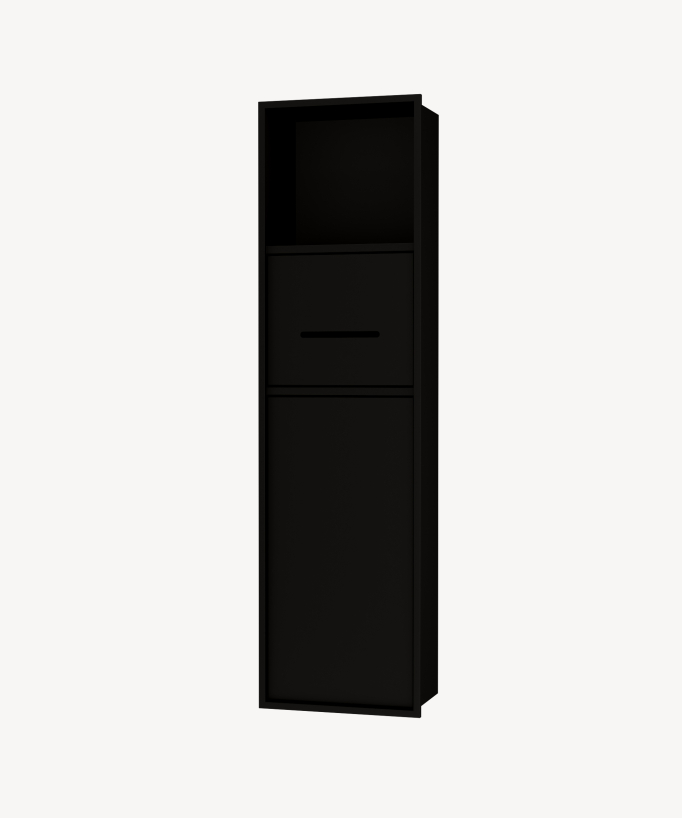 Niche de toilette à encastrer avec compartiments - Noir
