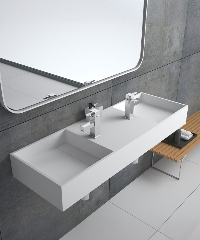 Lavabo rettangolare sospeso Bianco opaco - Katango