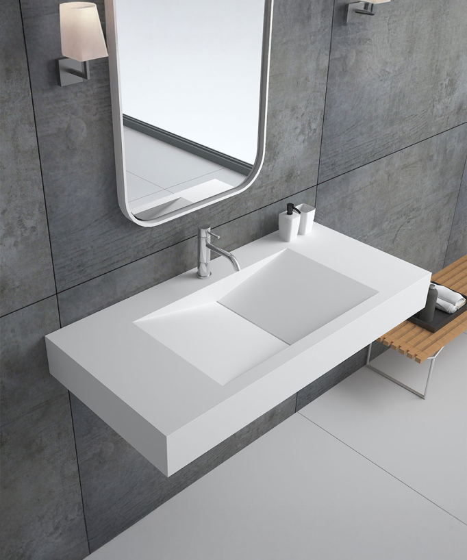 Lavabo rettangolare sospeso Bianco opaco - Kivu