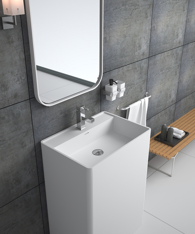 Lavabo rettangolare a totem, free-standing Bianco opaco - Diosso