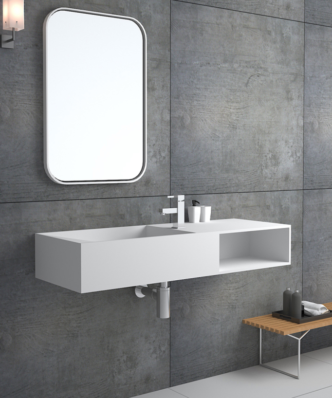 Lavabo rettangolare sospeso Bianco opaco - Lualaba