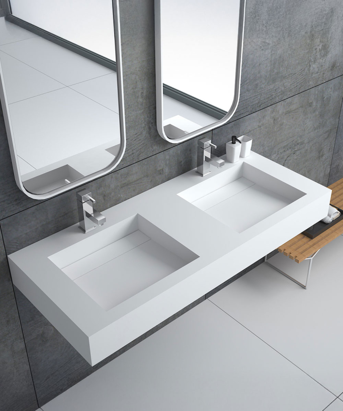 Lavabo rettangolare sospeso Bianco opaco - Maniema