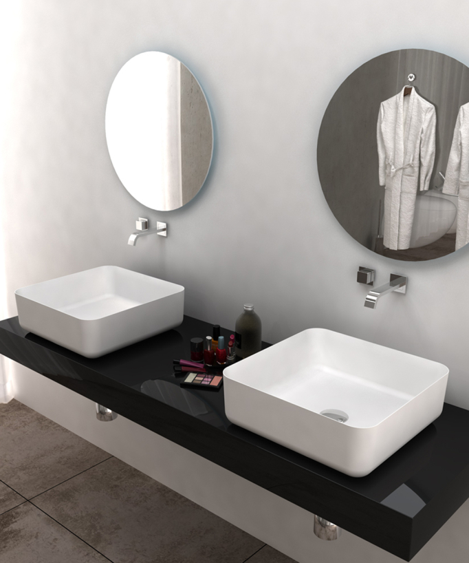 Lavabo a colonna quadrato Blanc mat - Bunia