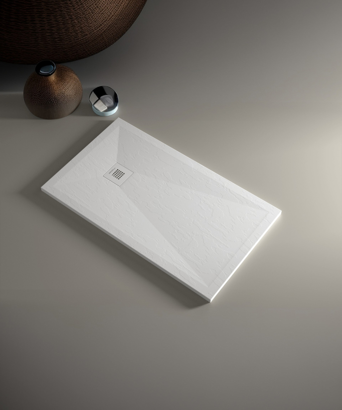 Receveur de douche Blanc finition ardoise Stone Plus, grille de couleur