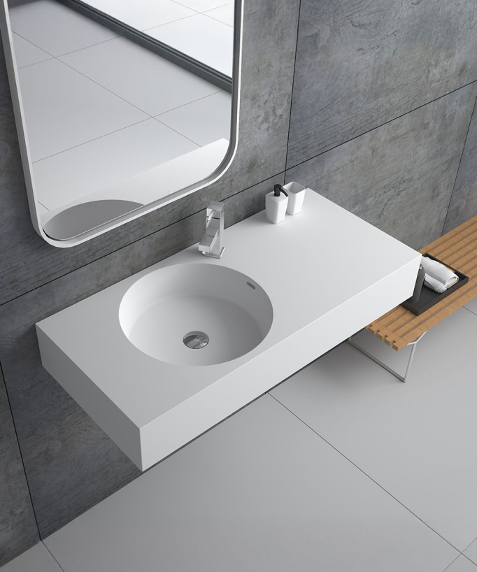 Lavabo rettangolare sospeso Bianco opaco - Uele